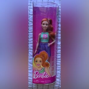 NIB Barbie Fashionistas Doll #232 with Red Hair, Wearing Sporty “B” Purple Skirt